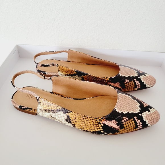 MADEWELL Leather Snakeprint Slingback Flats - Picture 3 of 8